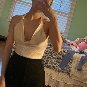 BACKLESS HALTER COWLNECK TOP BY ZARA